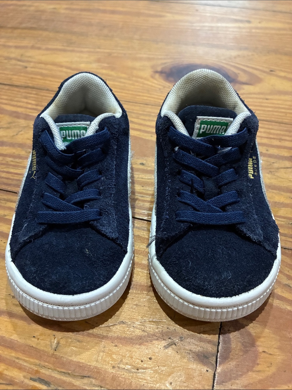 Puma Navy Suede Baby Sneakers with White Sole